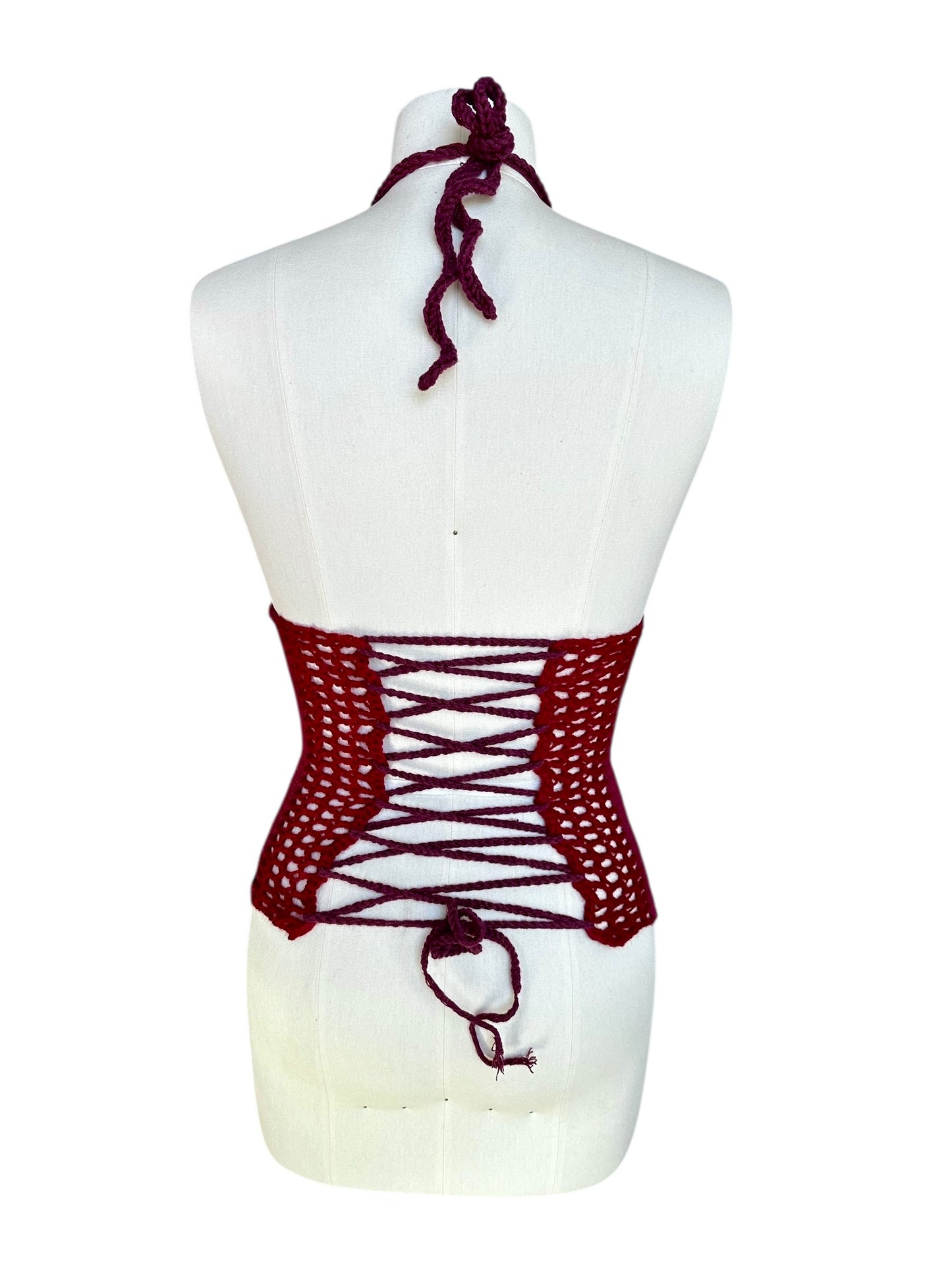 Sangria Filet Crochet Halter Top
