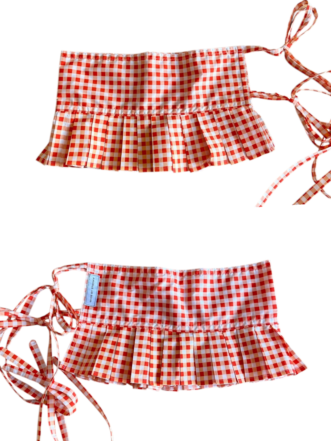 Orange Gingham Belt Mini Skirt