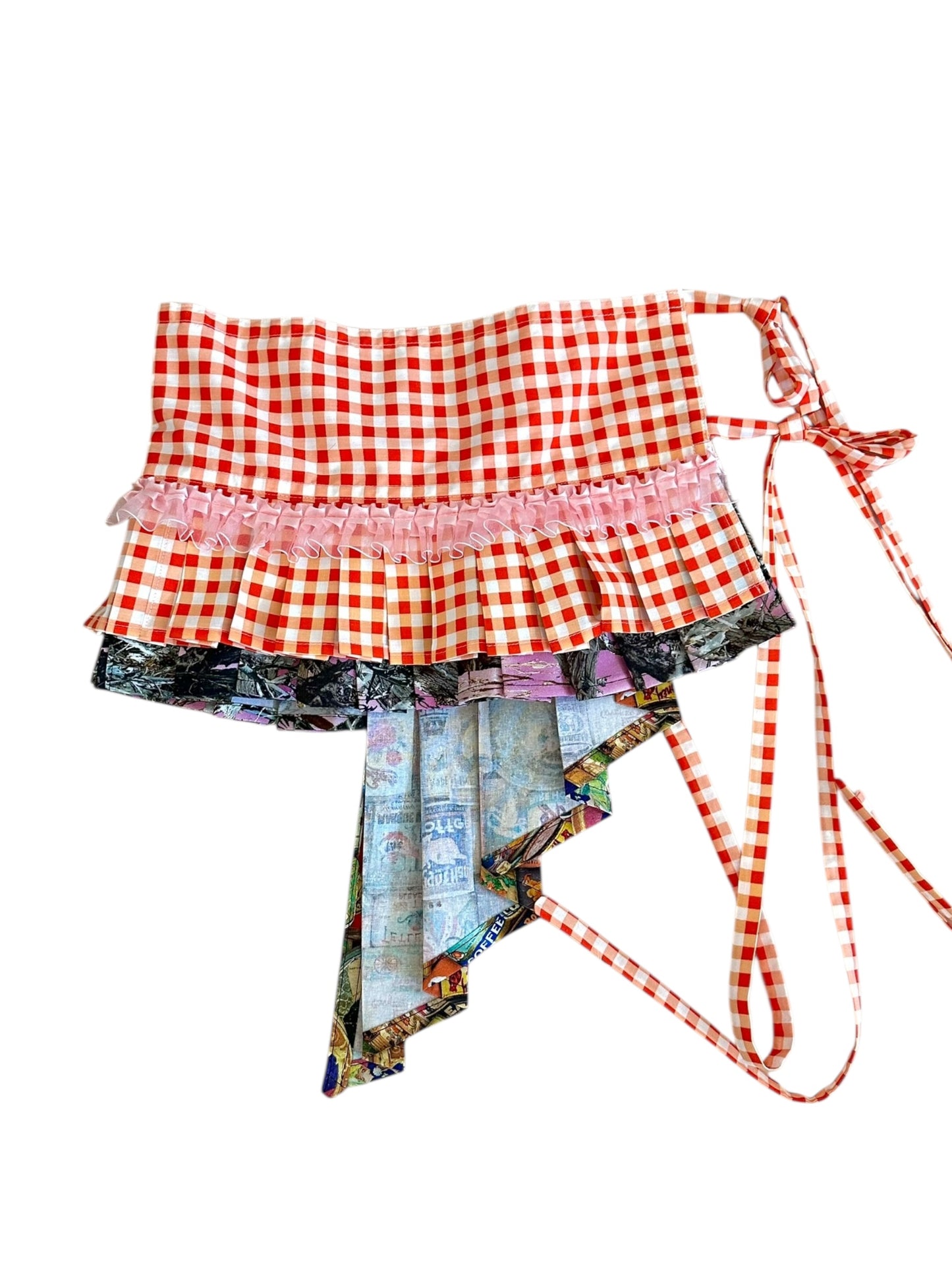 Orange Asymmetrical Belt Mini Skirt