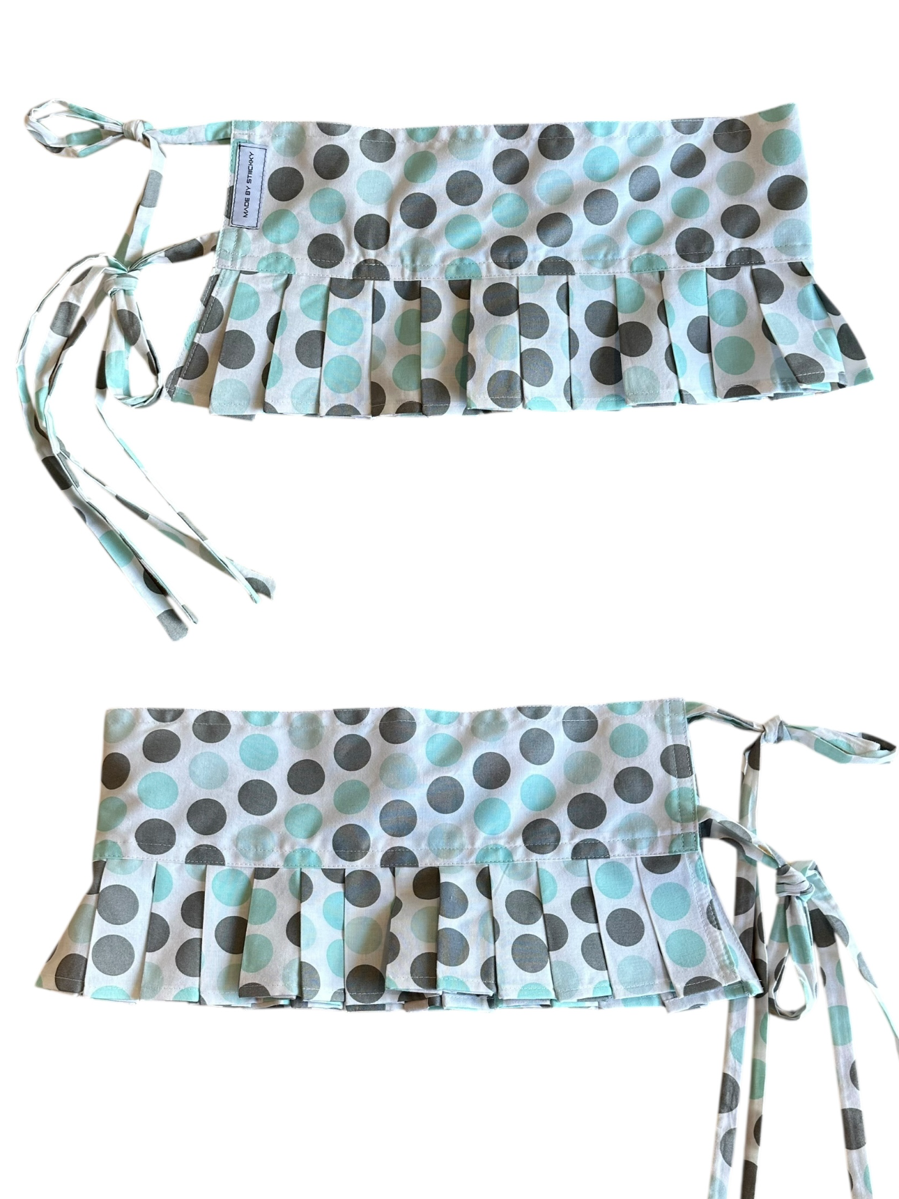 Grey & Soft Blue Polkadot Belt Mini Skirt