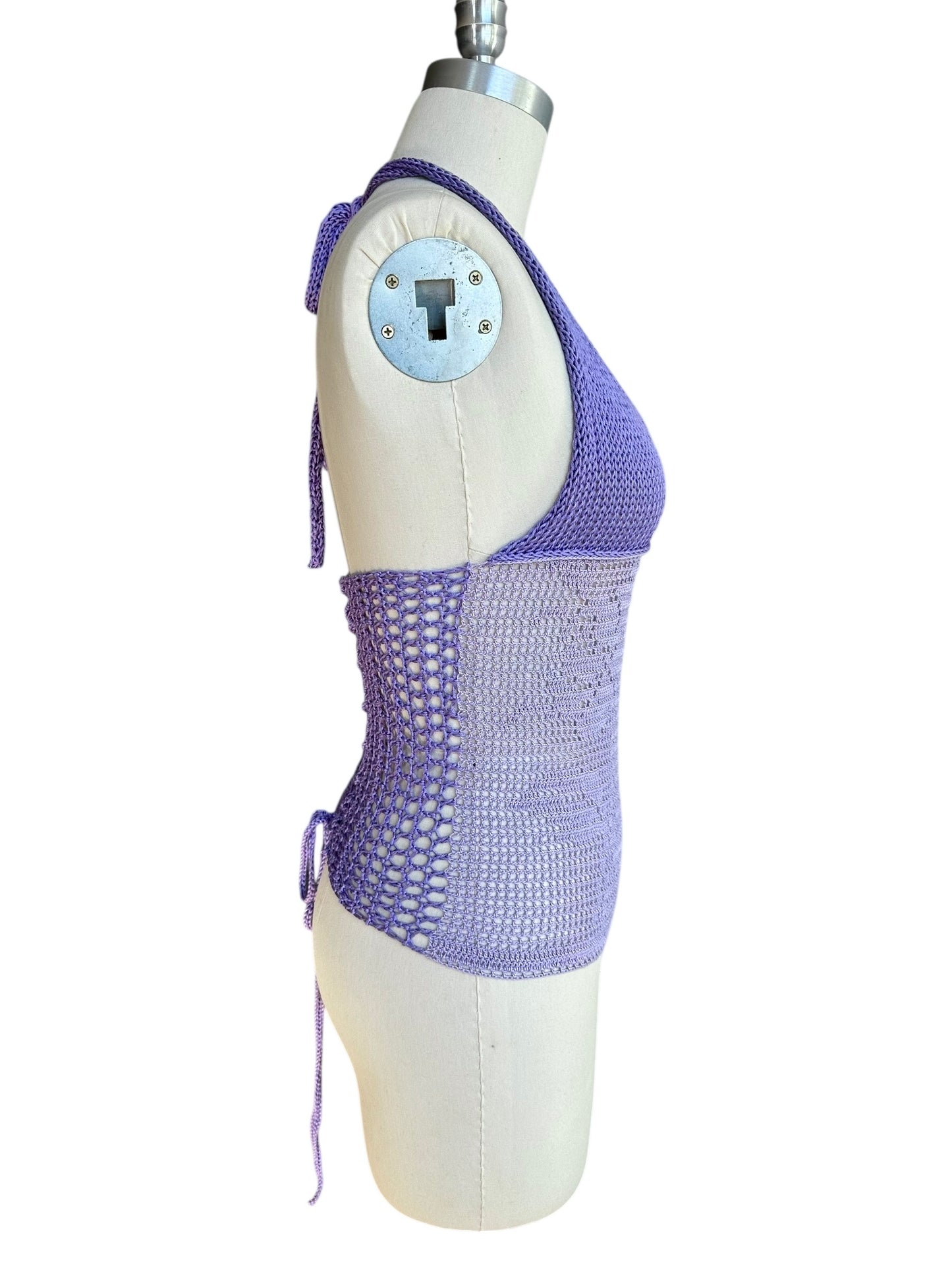 Lilac Filet Crochet Halter Top