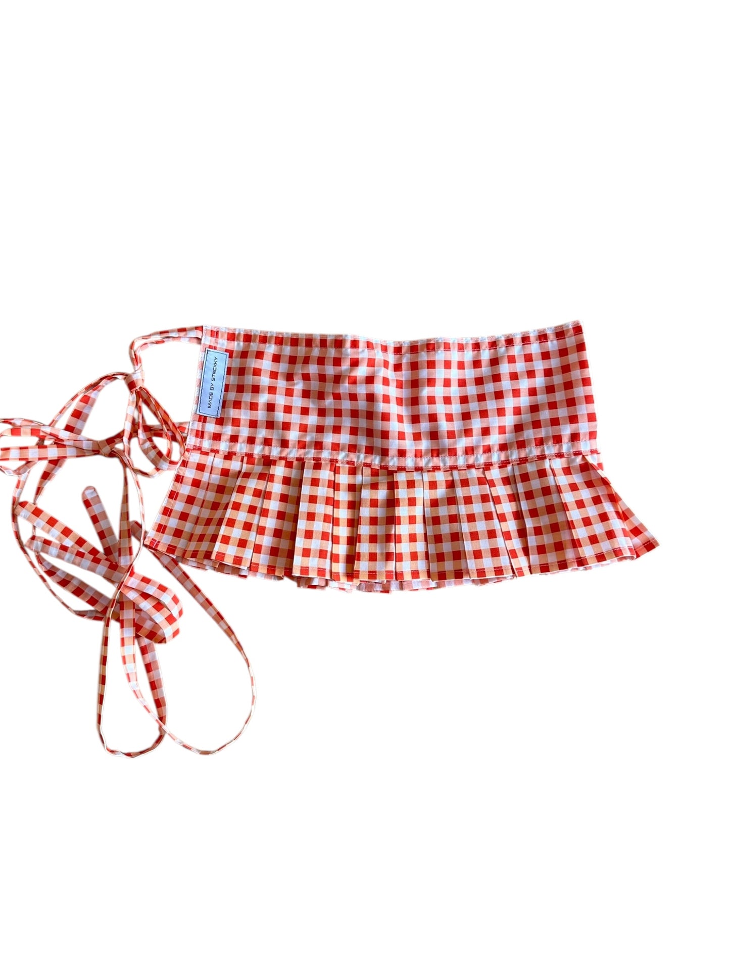 Orange Gingham Belt Mini Skirt