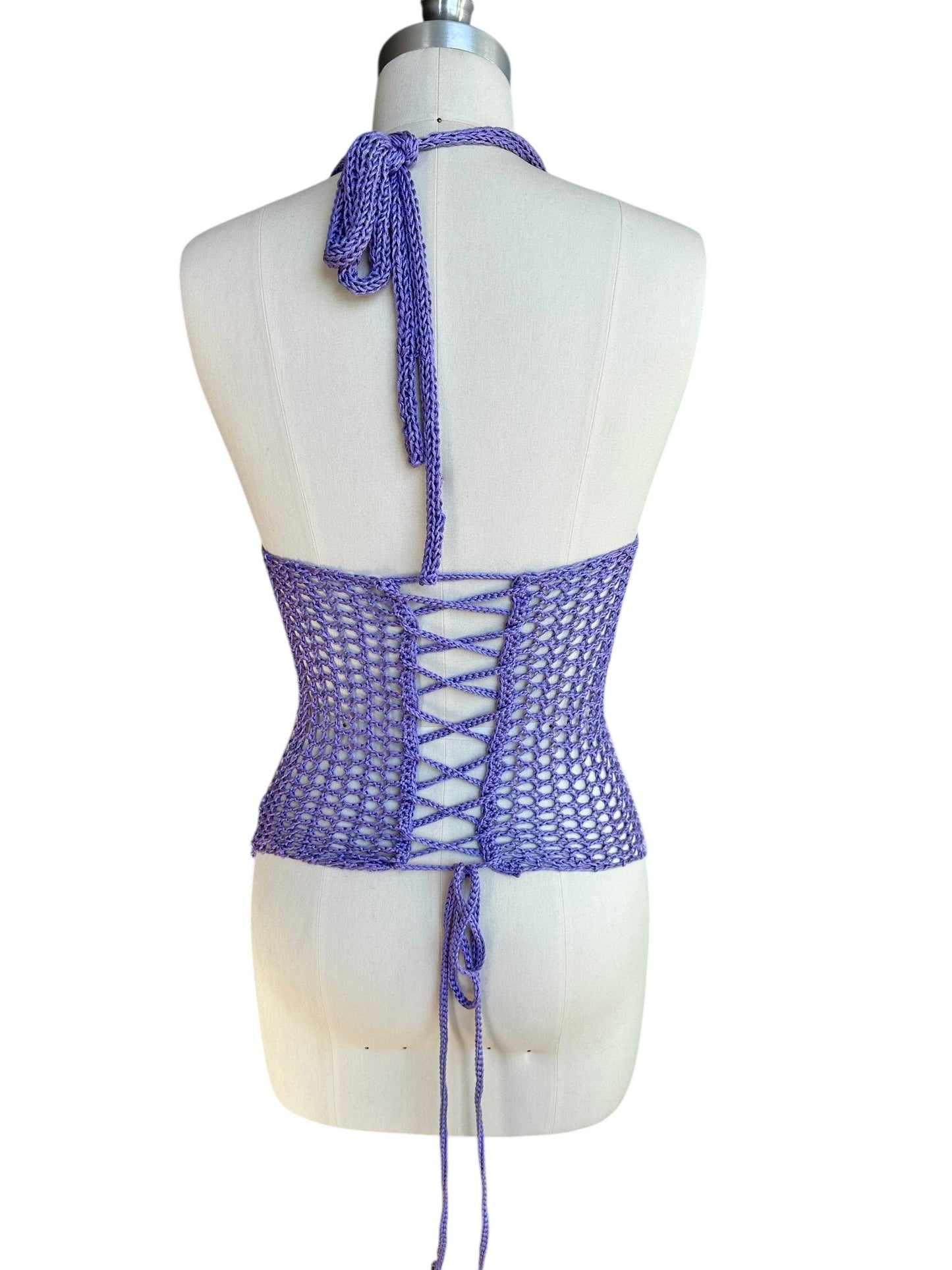 Lilac Filet Crochet Halter Top