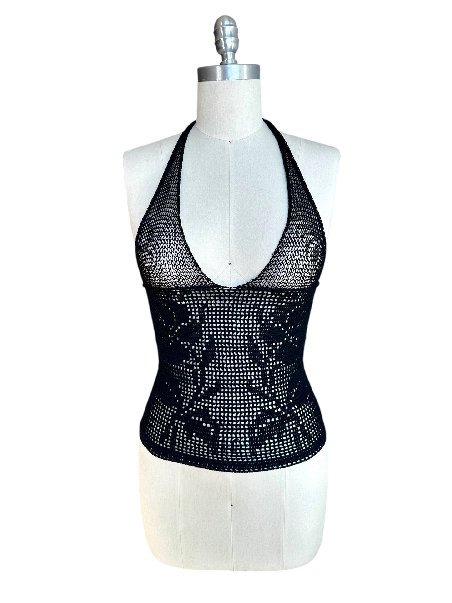 Slate Filet Crochet Halter Top