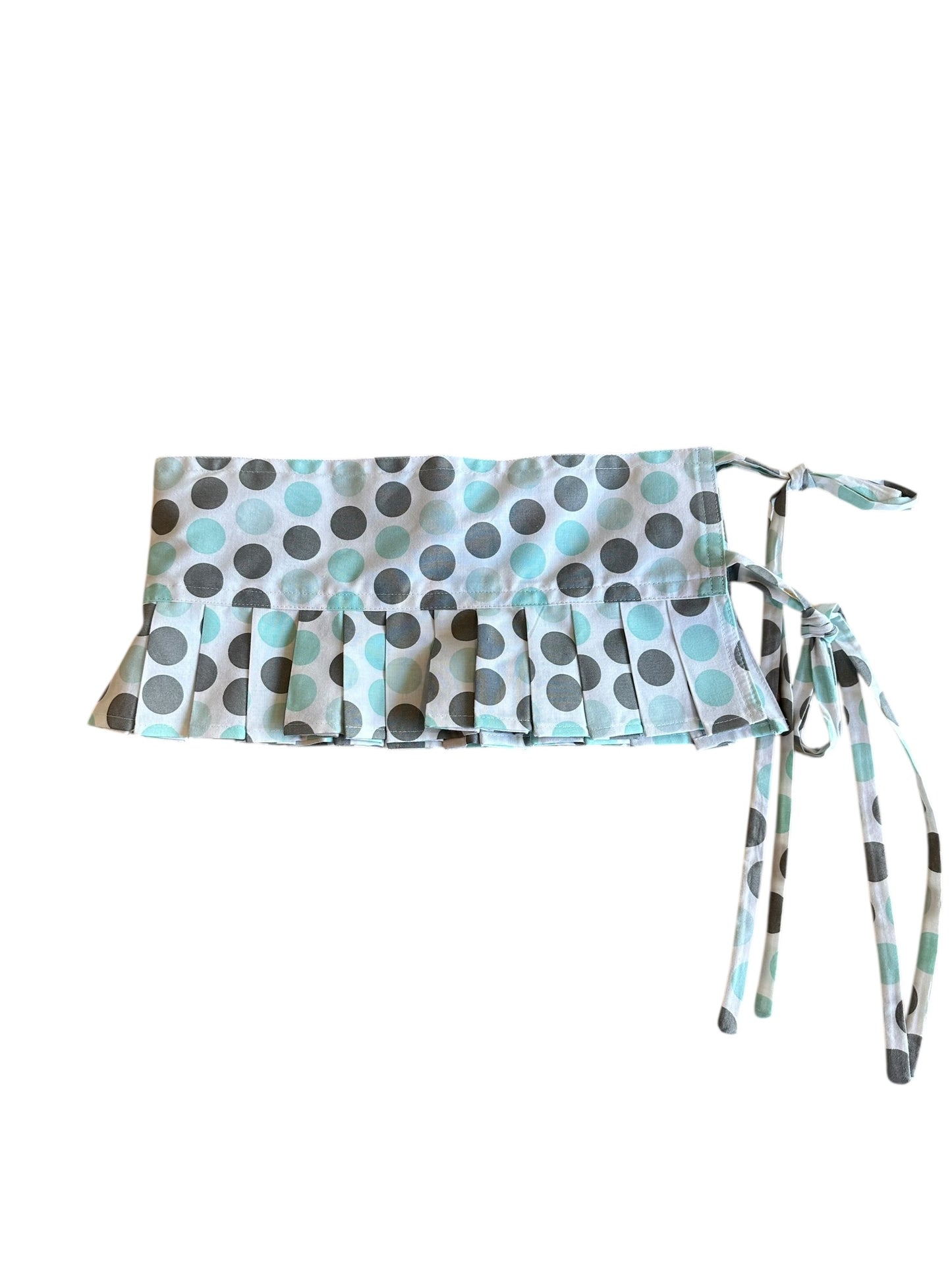 Grey & Soft Blue Polkadot Belt Mini Skirt