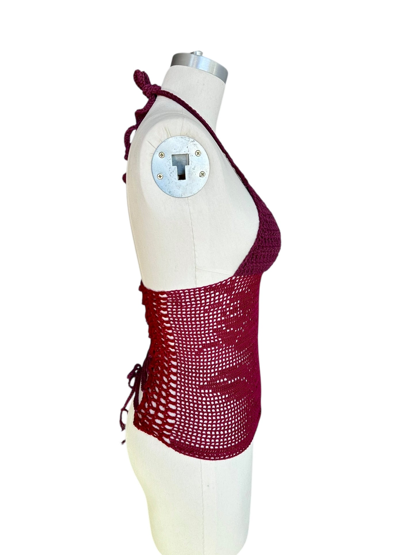 Sangria Filet Crochet Halter Top