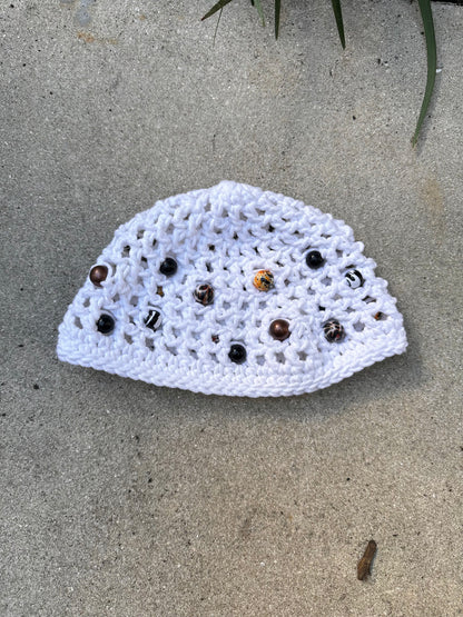 White Beaded Cap