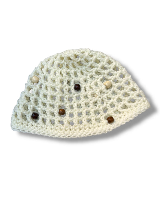 Cream Beaded Cap