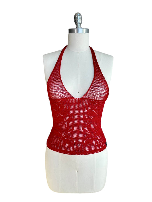 Rose Filet Crochet Halter Top