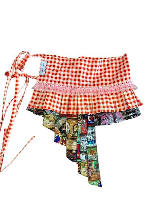 Orange Asymmetrical Belt Mini Skirt