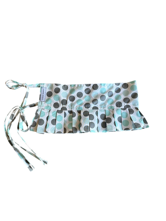 Grey & Soft Blue Polkadot Belt Mini Skirt