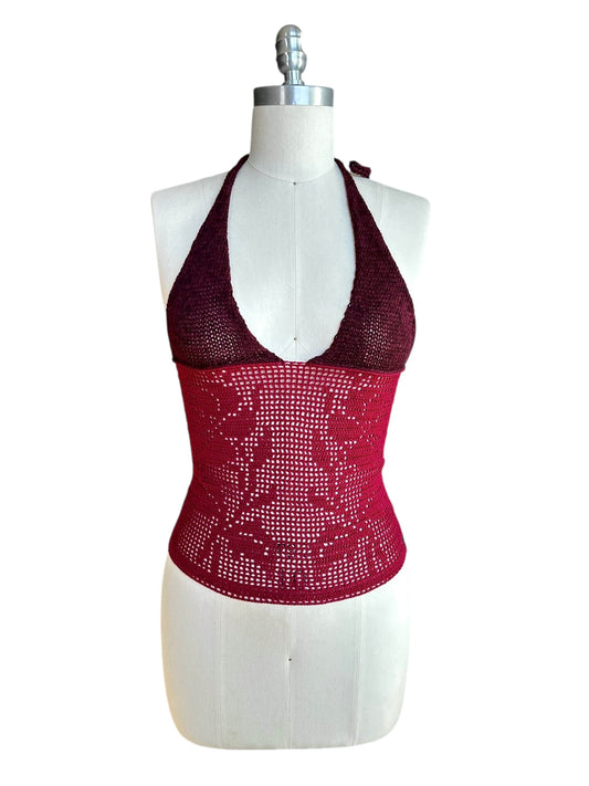 Blackberry Filet Crochet Halter top