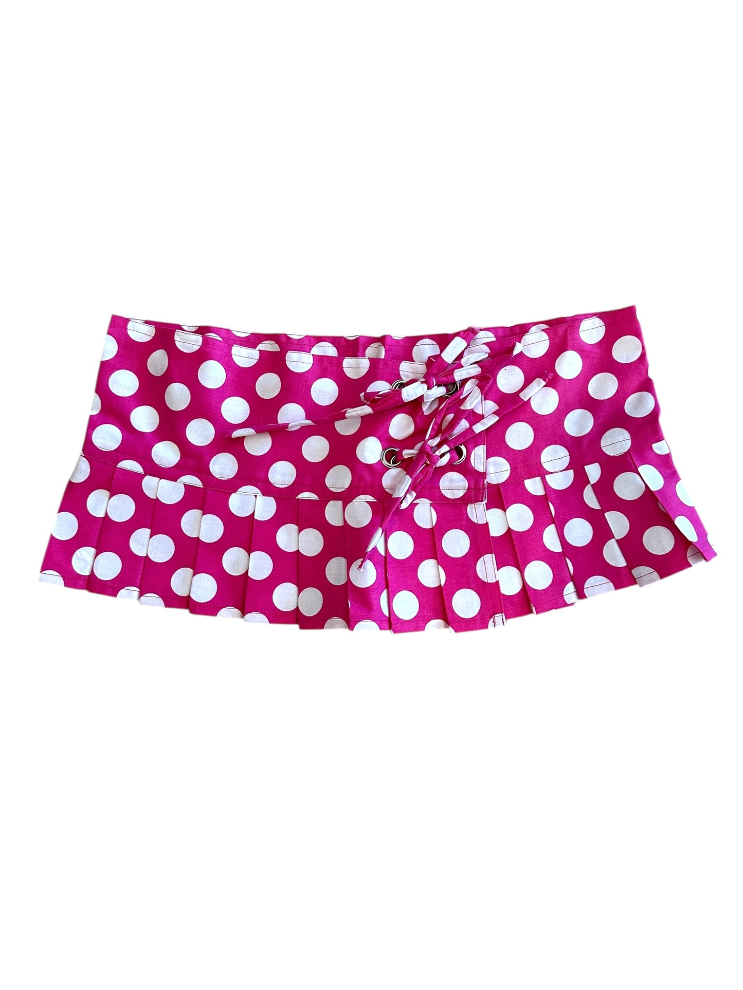 Hot Pink Polkadot Belt Mini Skirt