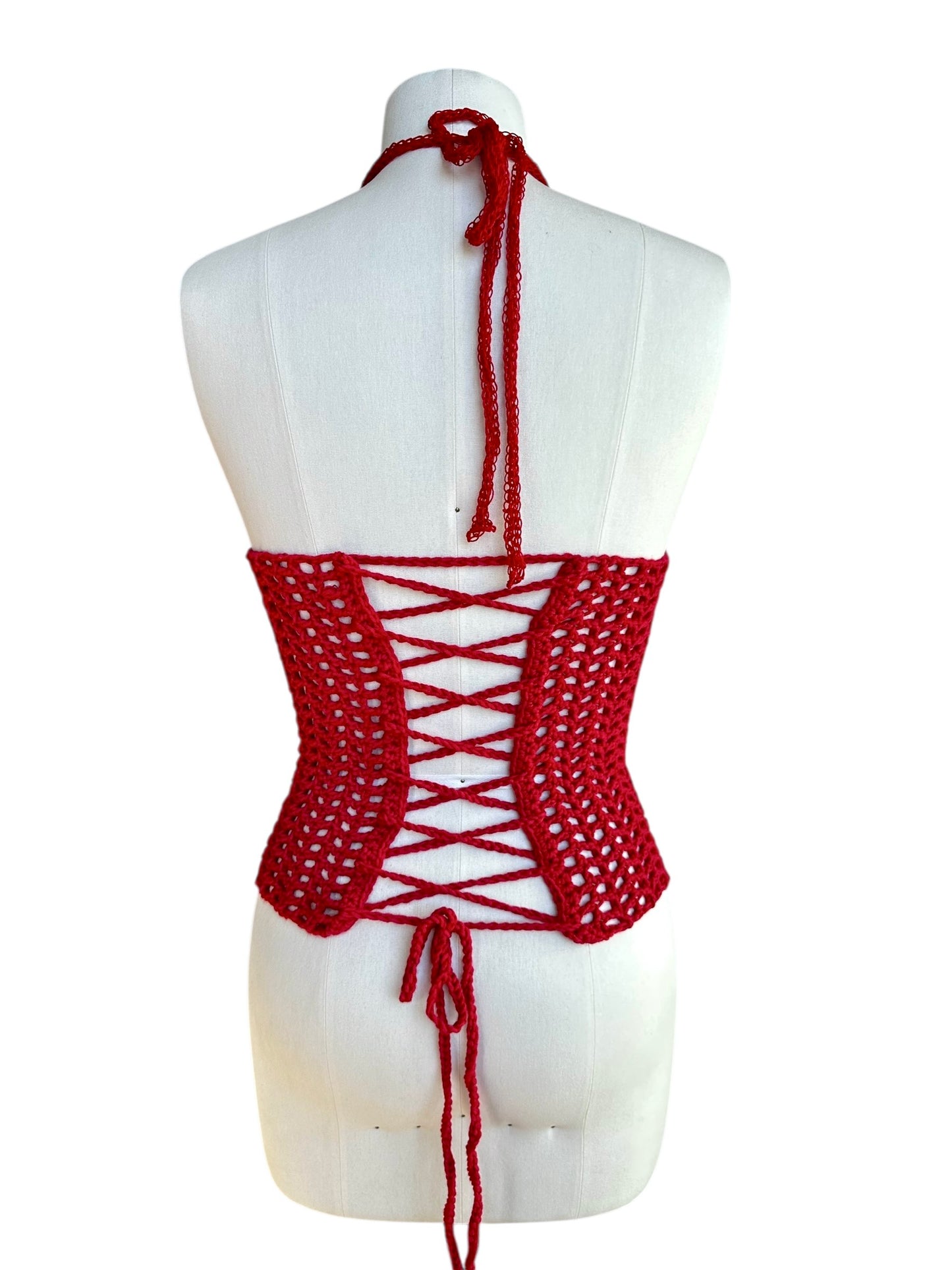 Maraschino Filet Crochet Halter Top