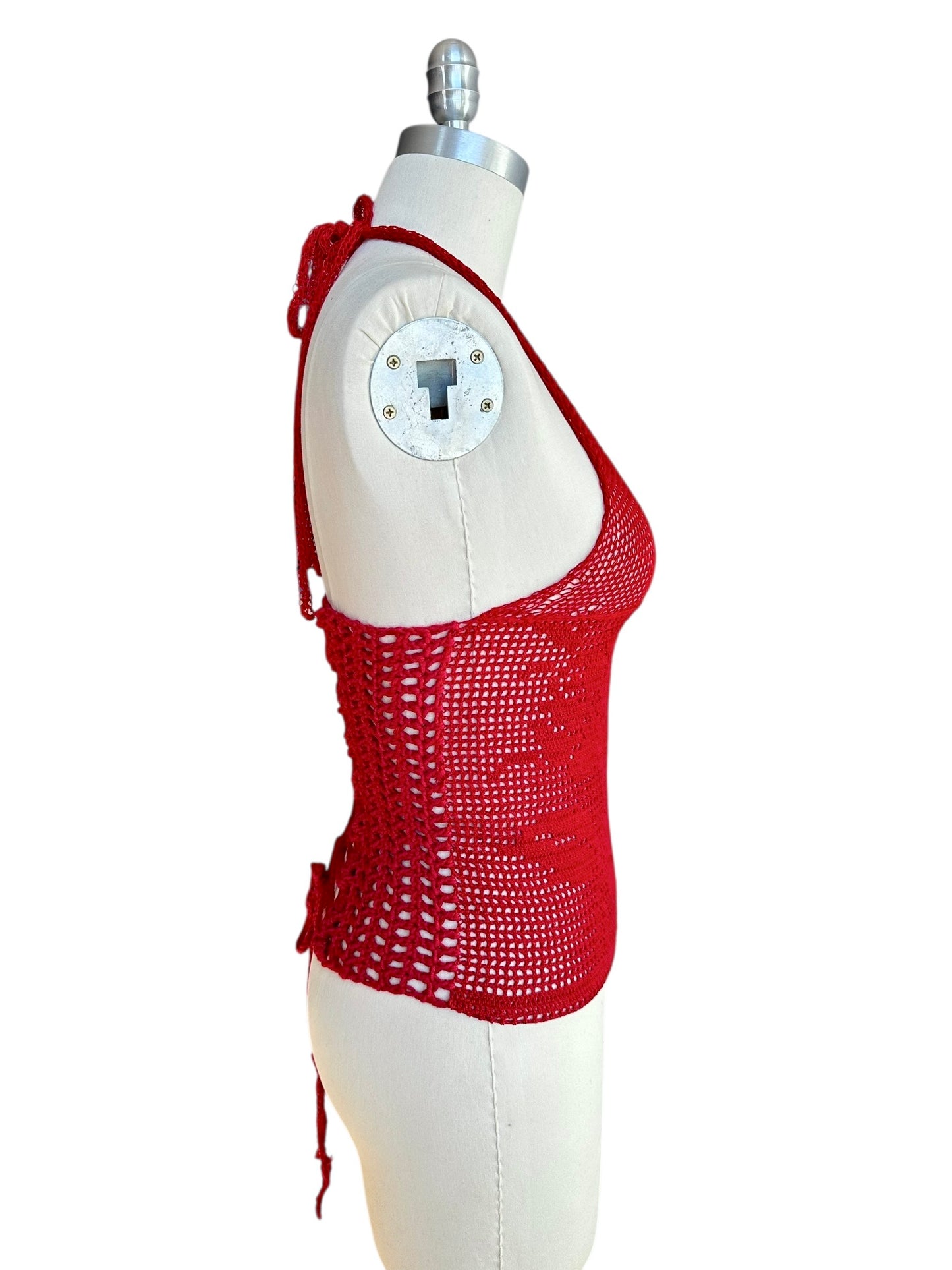 Maraschino Filet Crochet Halter Top