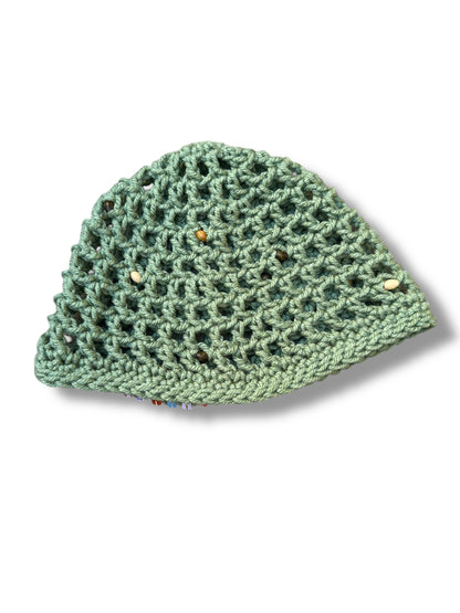 Sage Beaded Cap