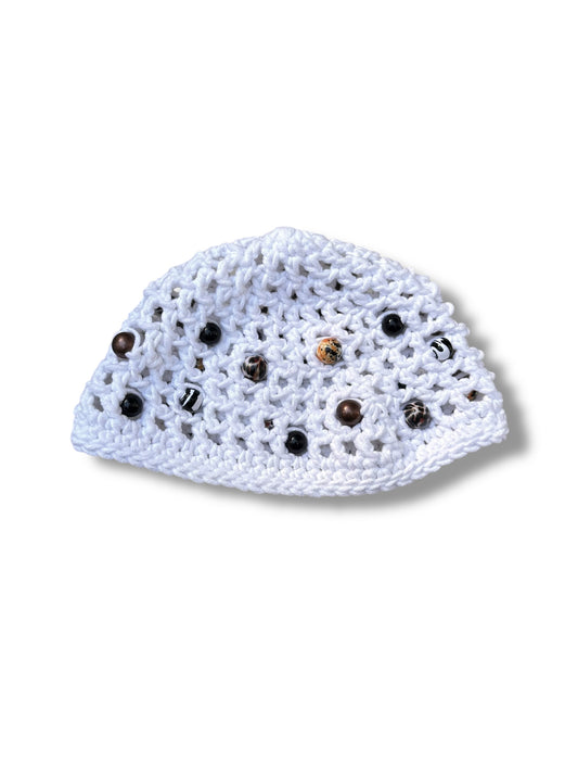 White Beaded Cap