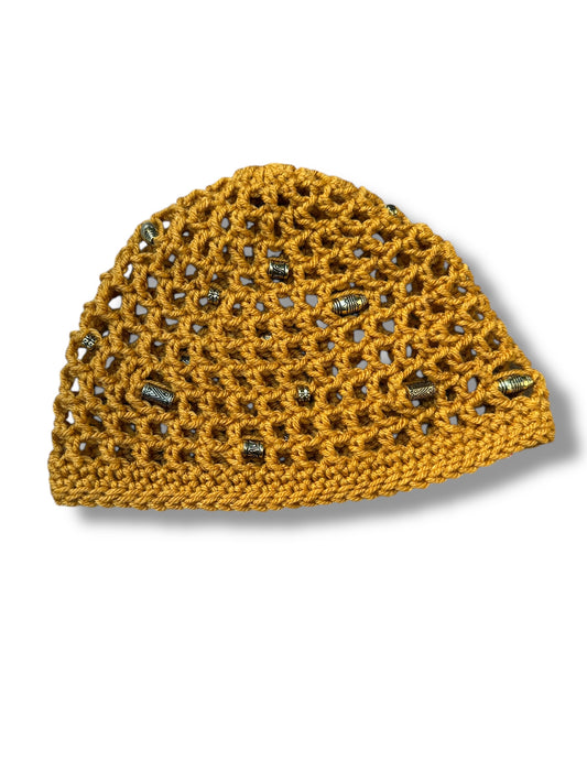 Gold Beaded Cap