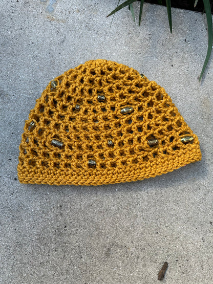 Gold Beaded Cap