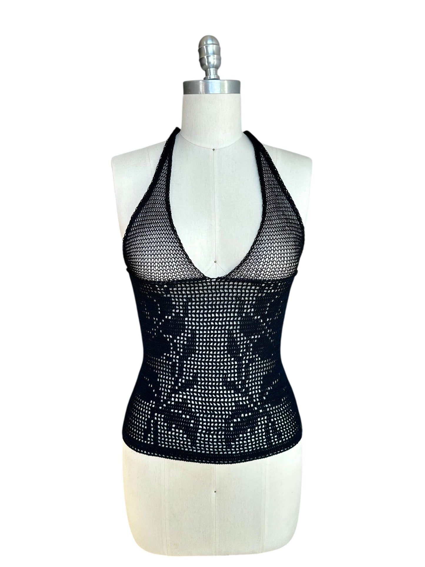 Midnight Filet Crochet Halter Top