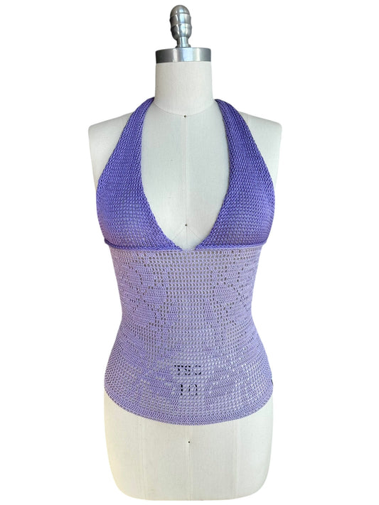 Lilac Filet Crochet Halter Top