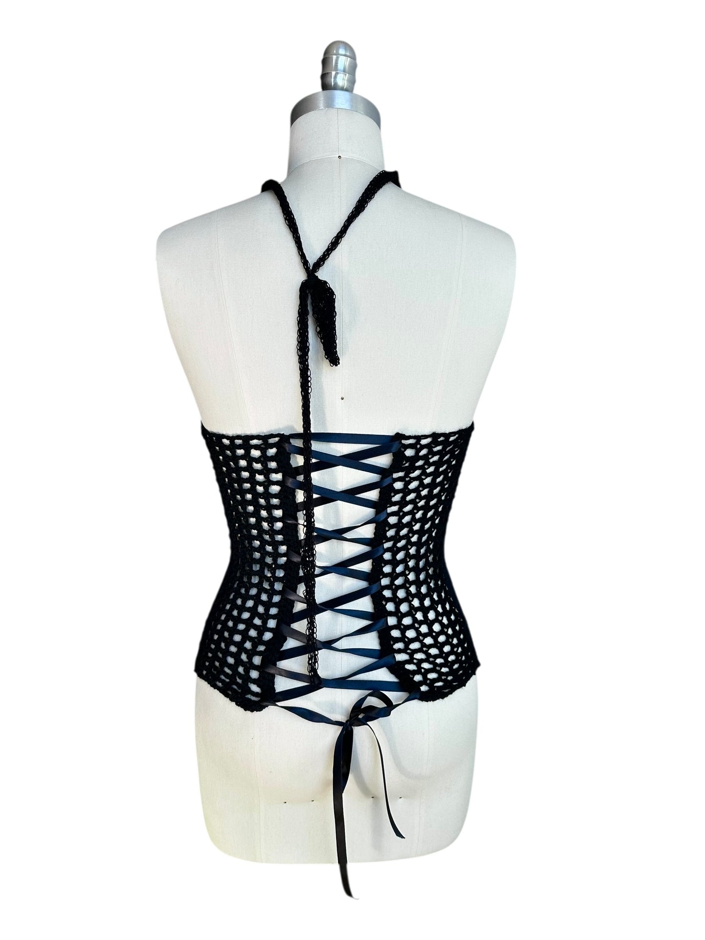 Midnight Filet Crochet Halter Top