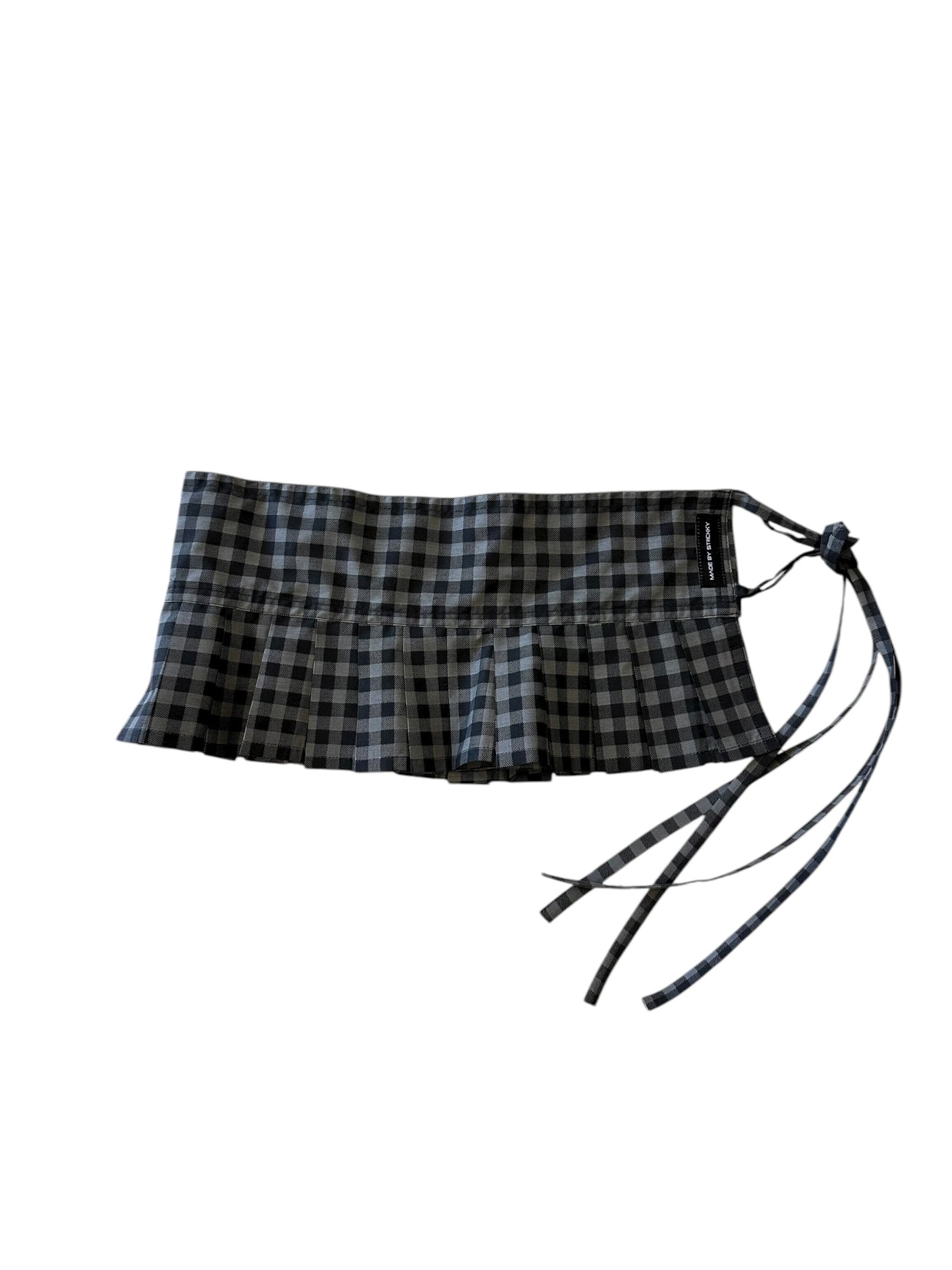 Black Gingham Belt Mini Skirt