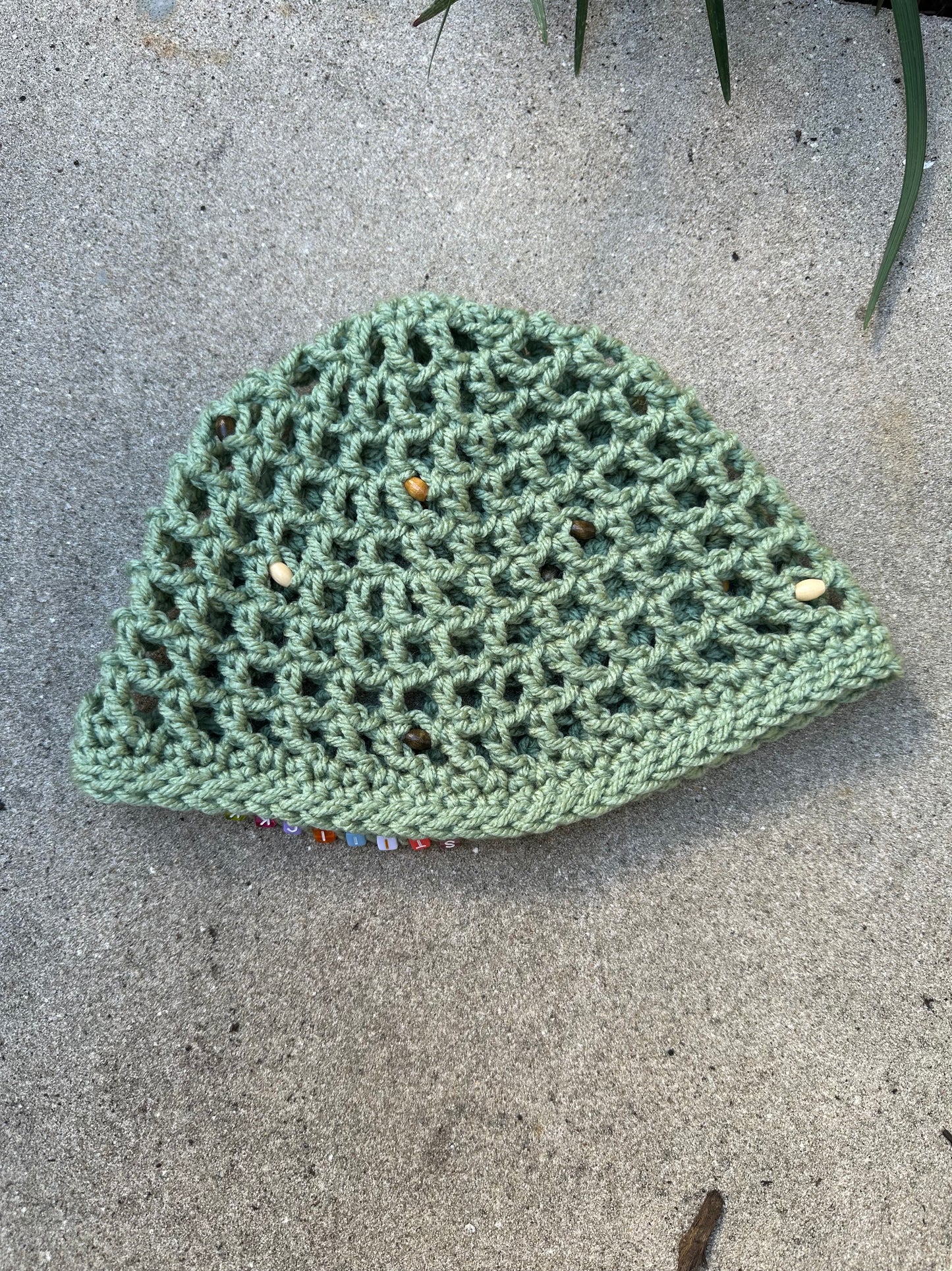 Sage Beaded Cap