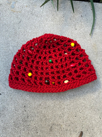 Red Beaded Cap