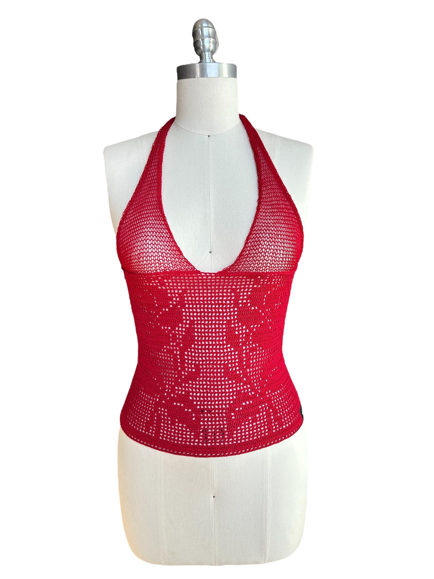 Maraschino Filet Crochet Halter Top
