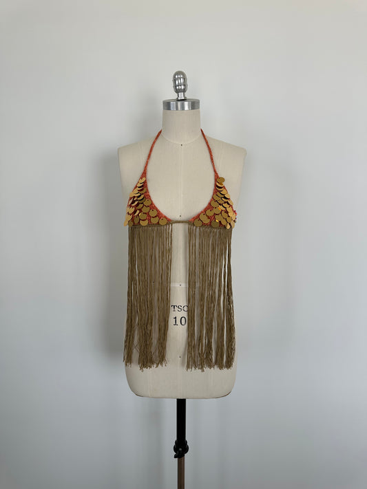 Bronze Fringe Bikini Top